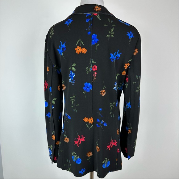 T Tahari Black Floral Snap Front Blazer Size 8 - Picture 6 of 8